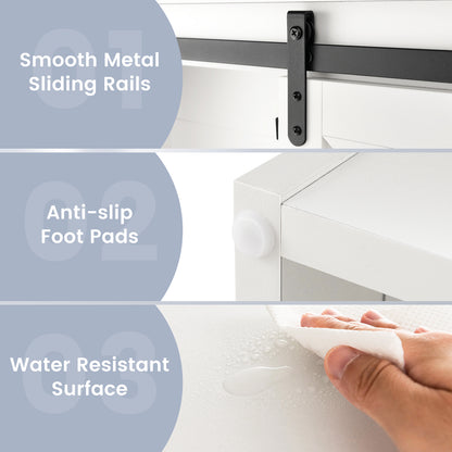 4-Tier Over The Toilet Storage Cabinet with Sliding Barn Door and Storage Shelves, White Bathroom Etagere at Gallery Canada