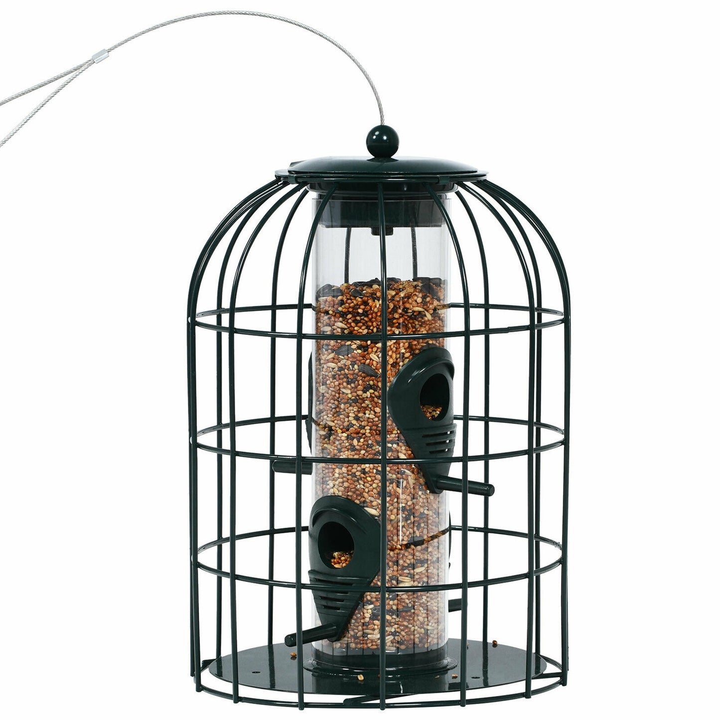Squirrel-proof Caged Tube Wild Bird Feeder Outdoor Metal Seed Guard Deterrent, Green Bird Supplies at Gallery Canada