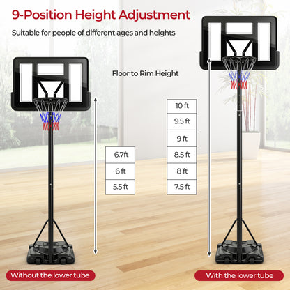Portable Basketball Hoop with 9-Position Adjustable Height, Black Sport Equipments at Gallery Canada
