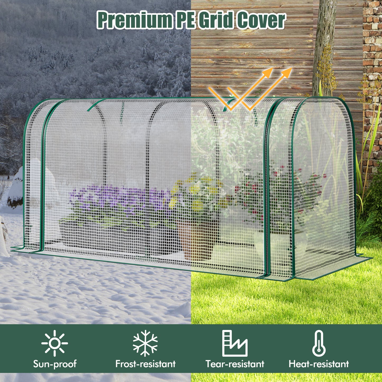 Mini Tunnel Greenhouse with Roll-up Zipper Door, White Greenhouses at Gallery Canada