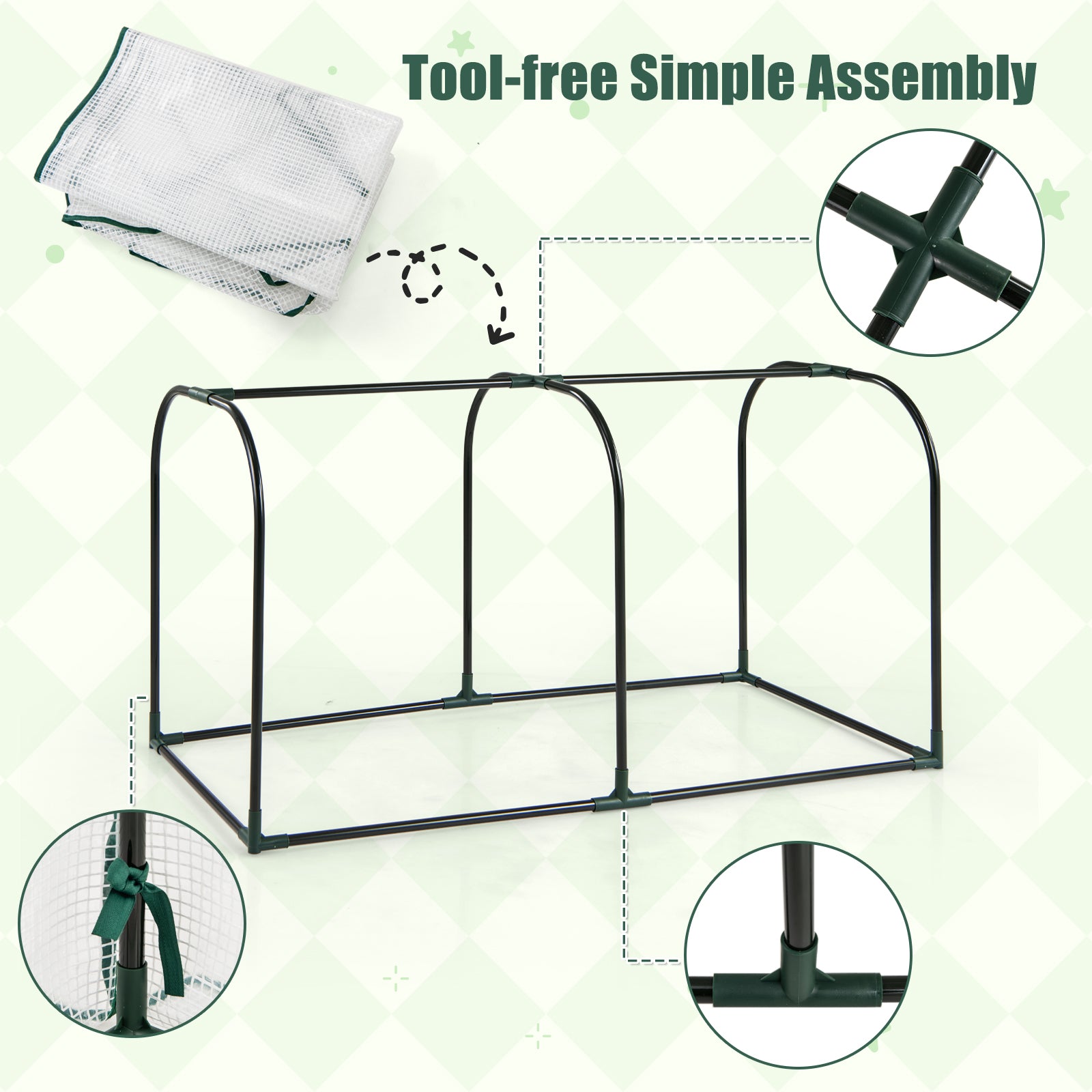 Mini Tunnel Greenhouse with Roll-up Zipper Door, White Greenhouses at Gallery Canada