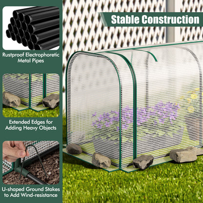 Mini Tunnel Greenhouse with Roll-up Zipper Door, White Greenhouses at Gallery Canada