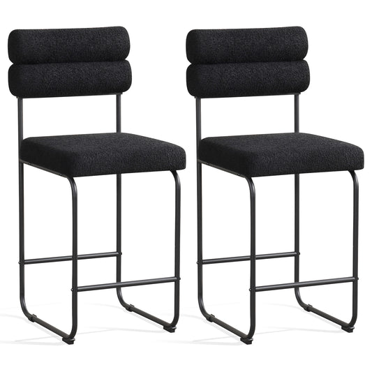 26 Inch Counter Height Bar Stools, Set of 2, Metal Frame, Footrest, Black Bar Stools Black at Gallery Canada