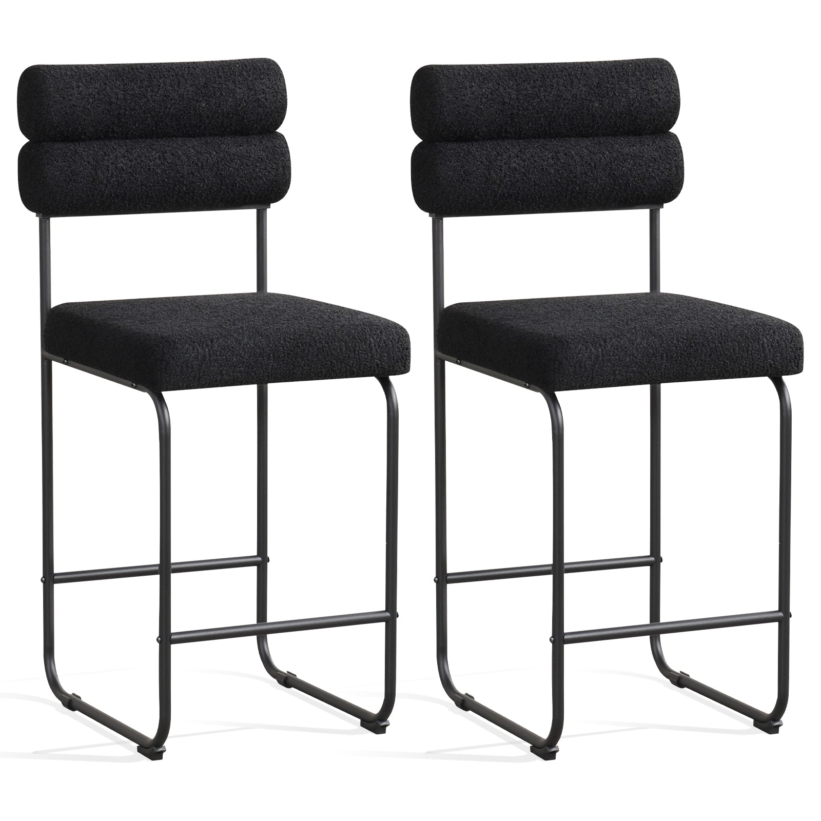 26 Inch Counter Height Bar Stools Set of 2 with Metal Frame and Footrest, Black Bar Stools Black at Gallery Canada