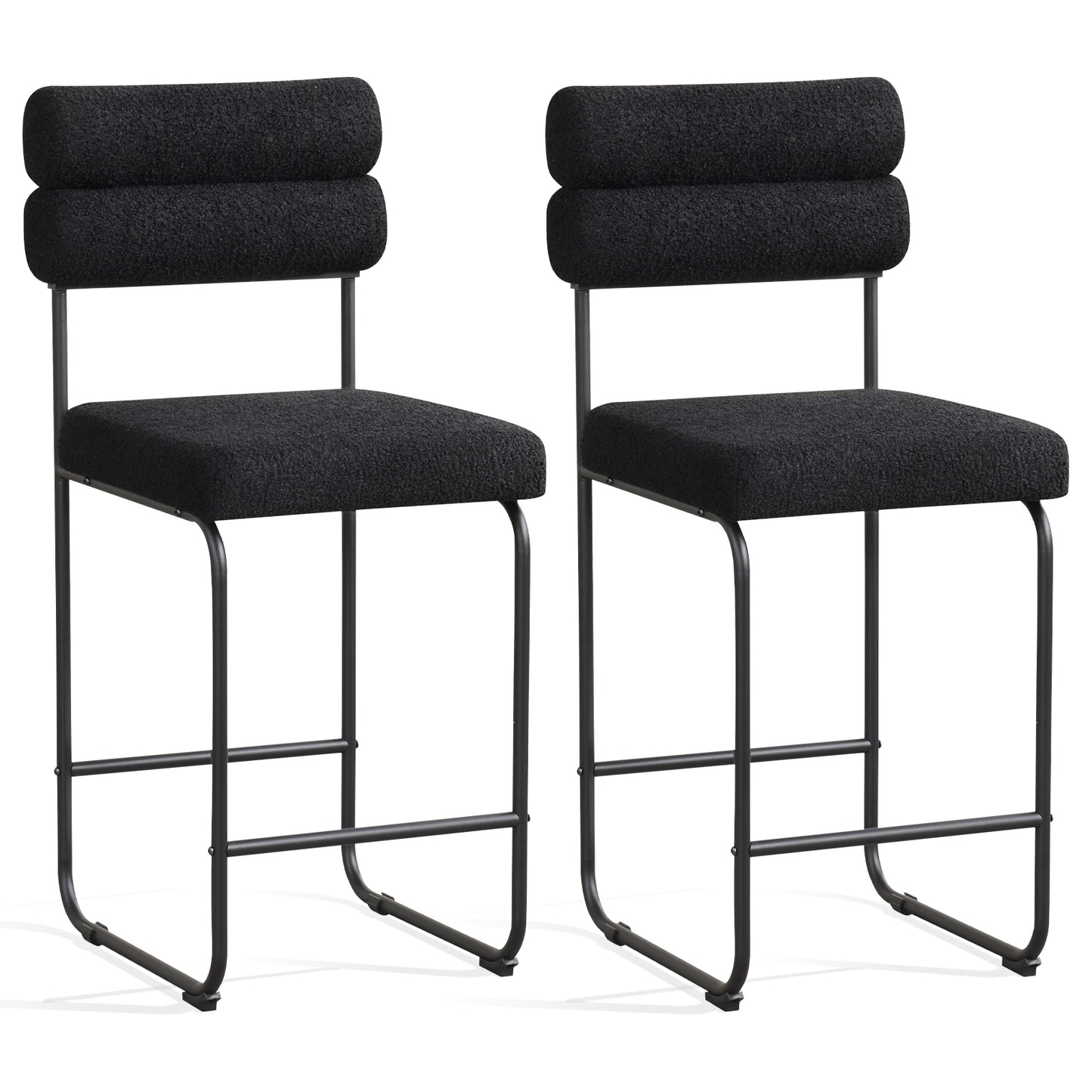 26 Inch Counter Height Bar Stools Set of 2 with Metal Frame and Footrest, Black Bar Stools Black at Gallery Canada