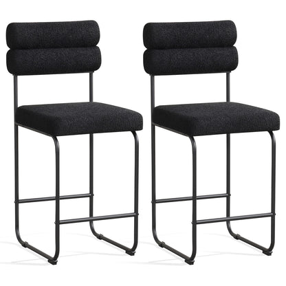 26 Inch Counter Height Bar Stools Set of 2 with Metal Frame and Footrest, Black Bar Stools Black at Gallery Canada