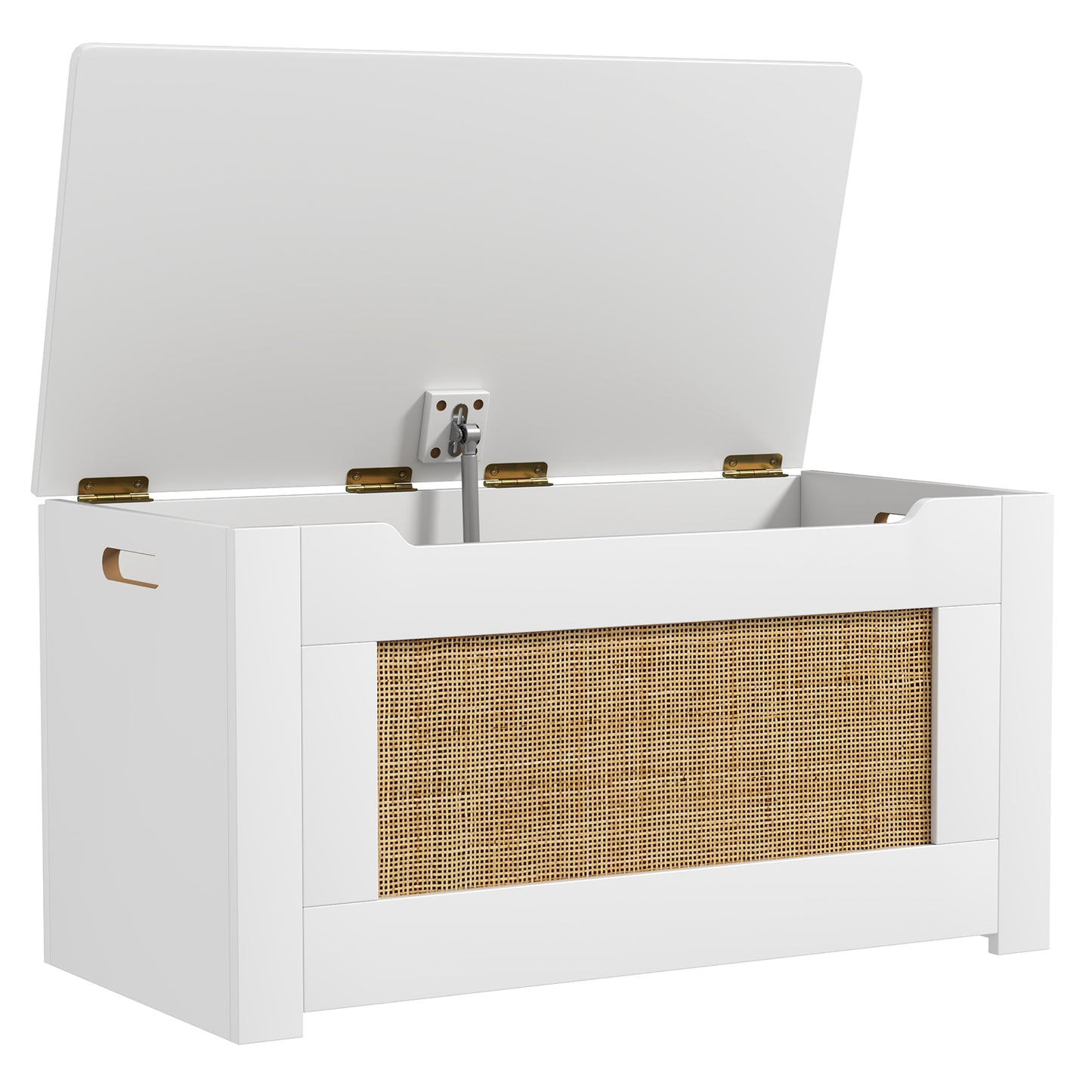Kids Rattan Toy Storage Box with Flip Top Lid and Safety Hinge Handles, White Kids Storage at Gallery Canada