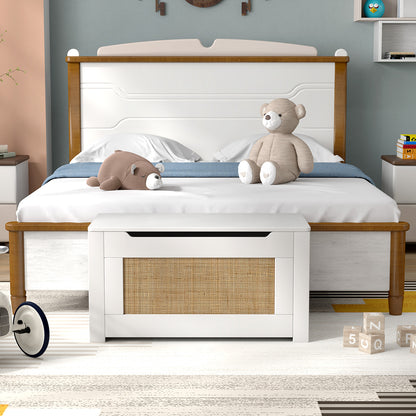 Kids Rattan Toy Storage Box with Flip Top Lid and Safety Hinge Handles, White Kids Storage at Gallery Canada