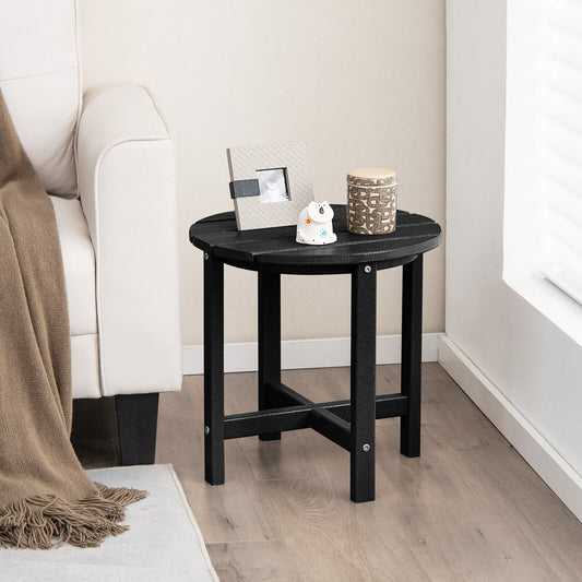 18 Inch Round Weather-Resistant Adirondack Side Table, Black Patio Coffee Tables Black at Gallery Canada