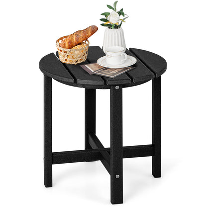 18 Inch Round Weather-Resistant Adirondack Side Table, Black Patio Coffee Tables Black at Gallery Canada