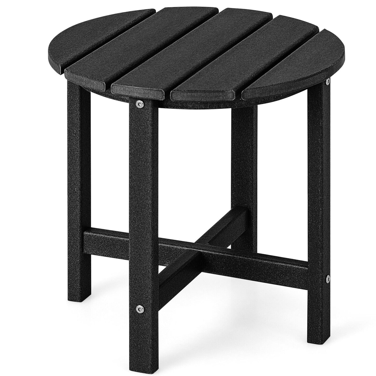 18 Inch Round Weather-Resistant Adirondack Side Table, Black Patio Coffee Tables at Gallery Canada