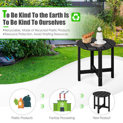 18 Inch Round Weather-Resistant Adirondack Side Table, Black Patio Coffee Tables at Gallery Canada