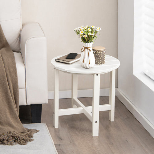 18 Inch Round Weather-Resistant Adirondack Side Table, White