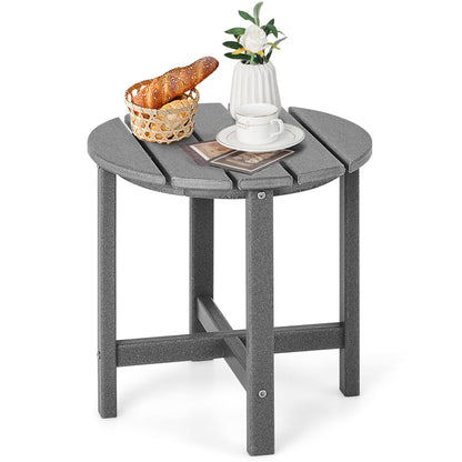 18 Inch Round Weather-Resistant Adirondack Side Table, Gray Patio Coffee Tables at Gallery Canada