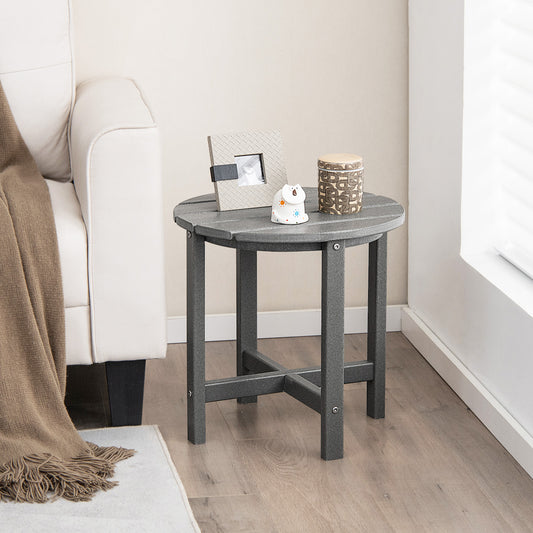 Set Of 2 18 Inch Round Weather-Resistant Adirondack Side Tables, Gray Patio Coffee Tables Gray at Gallery Canada
