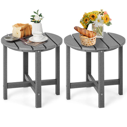 Set Of 2 18 Inch Round Weather-Resistant Adirondack Side Tables, Gray Patio Coffee Tables Gray at Gallery Canada