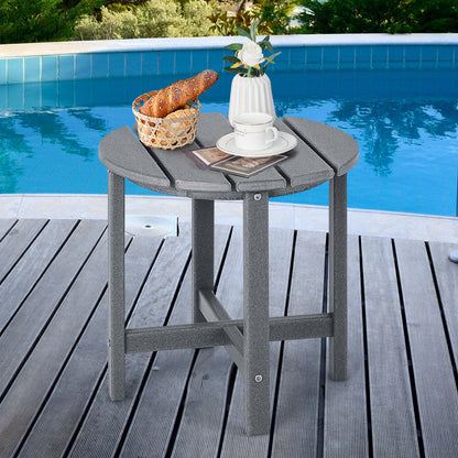 Set Of 2 18 Inch Round Weather-Resistant Adirondack Side Tables, Gray Patio Coffee Tables at Gallery Canada
