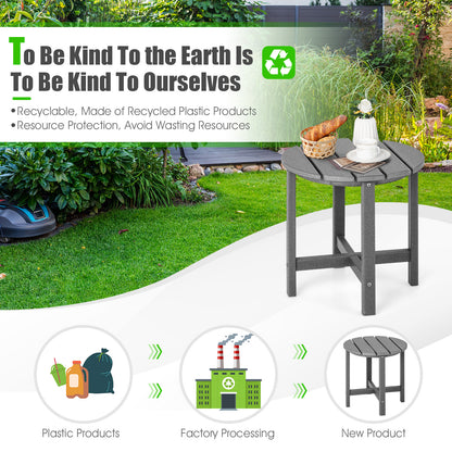 Set Of 2 18 Inch Round Weather-Resistant Adirondack Side Tables, Gray Patio Coffee Tables at Gallery Canada