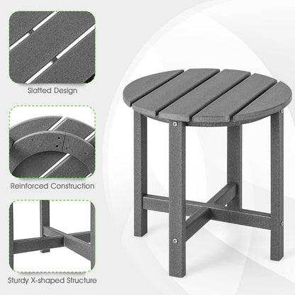 Set Of 2 18 Inch Round Weather-Resistant Adirondack Side Tables, Gray Patio Coffee Tables at Gallery Canada