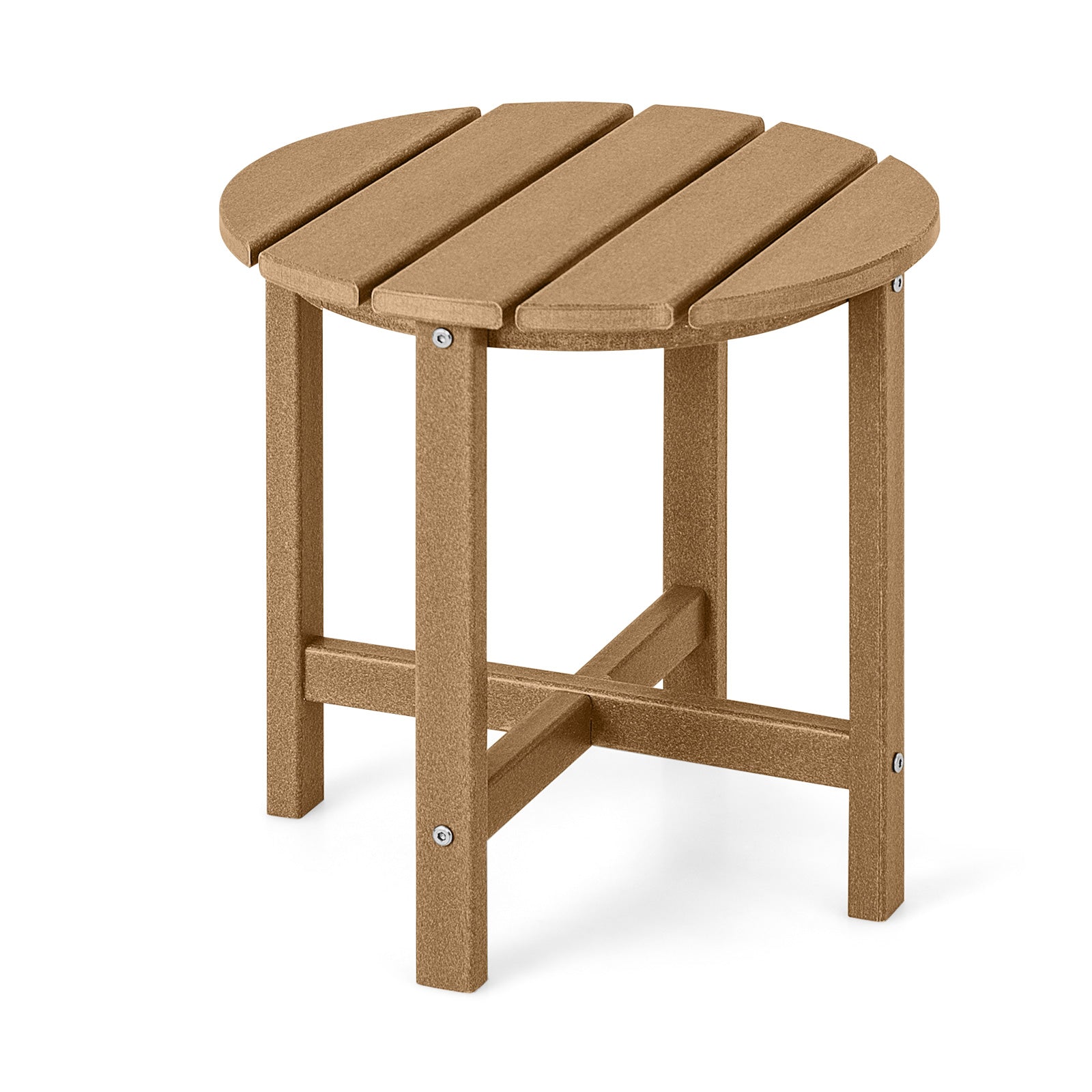 Set of 2 18 Inch Round Weather-Resistant Adirondack Side Tables, Brown Patio Coffee Tables at Gallery Canada