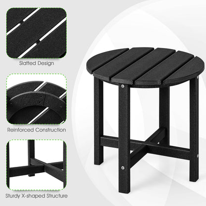 Set Of 2 18 Inch Round Weather-Resistant Adirondack Side Tables, Black Patio Coffee Tables at Gallery Canada