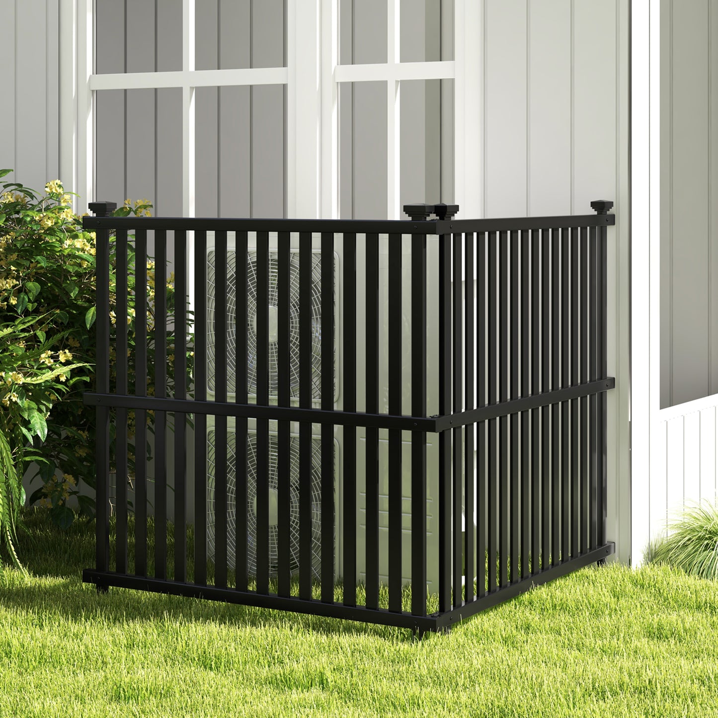 Air Conditioner Fence Panel with Metal Ground Stakes for Outside, Black Decorative Fencing & Flooring at Gallery Canada