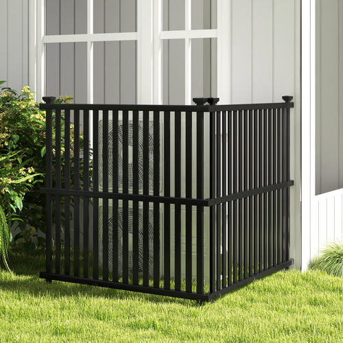 Air Conditioner Fence Panel with Metal Ground Stakes for Outside, Black