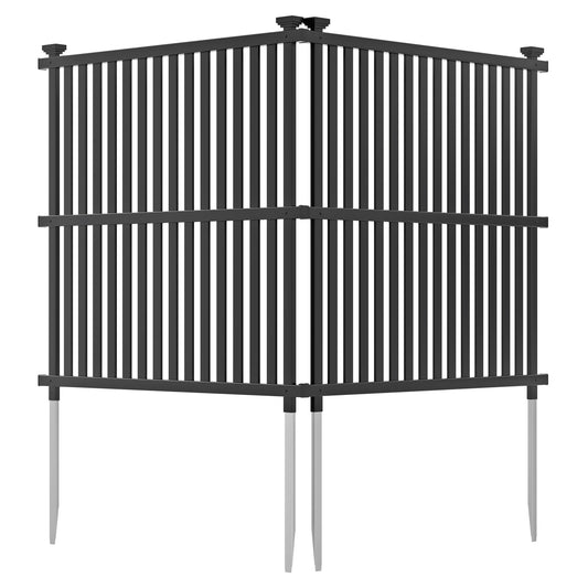 Air Conditioner Fence Panel, Metal Ground Stakes, Black