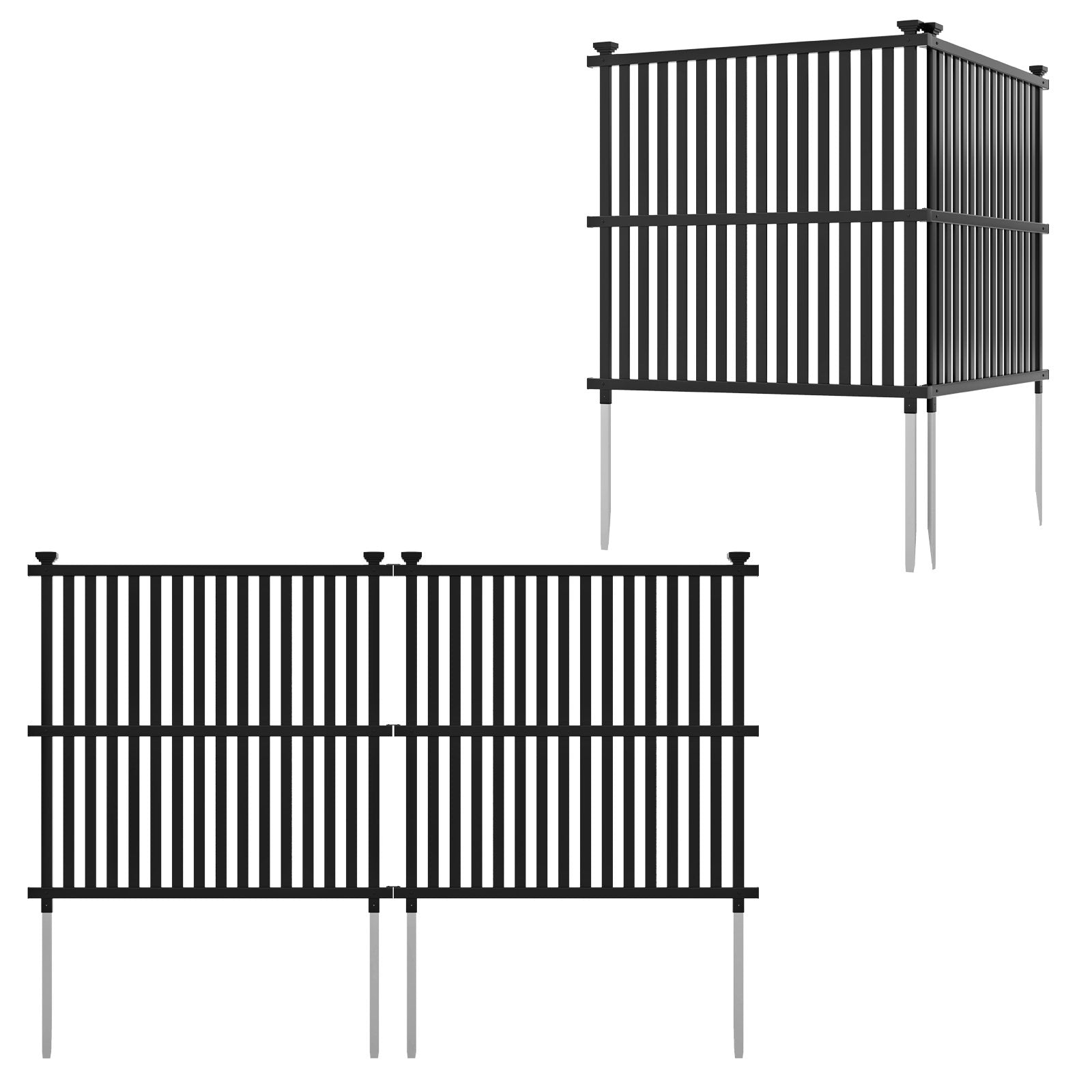 Air Conditioner Fence Panel with Metal Ground Stakes for Outside, Black Decorative Fencing & Flooring at Gallery Canada
