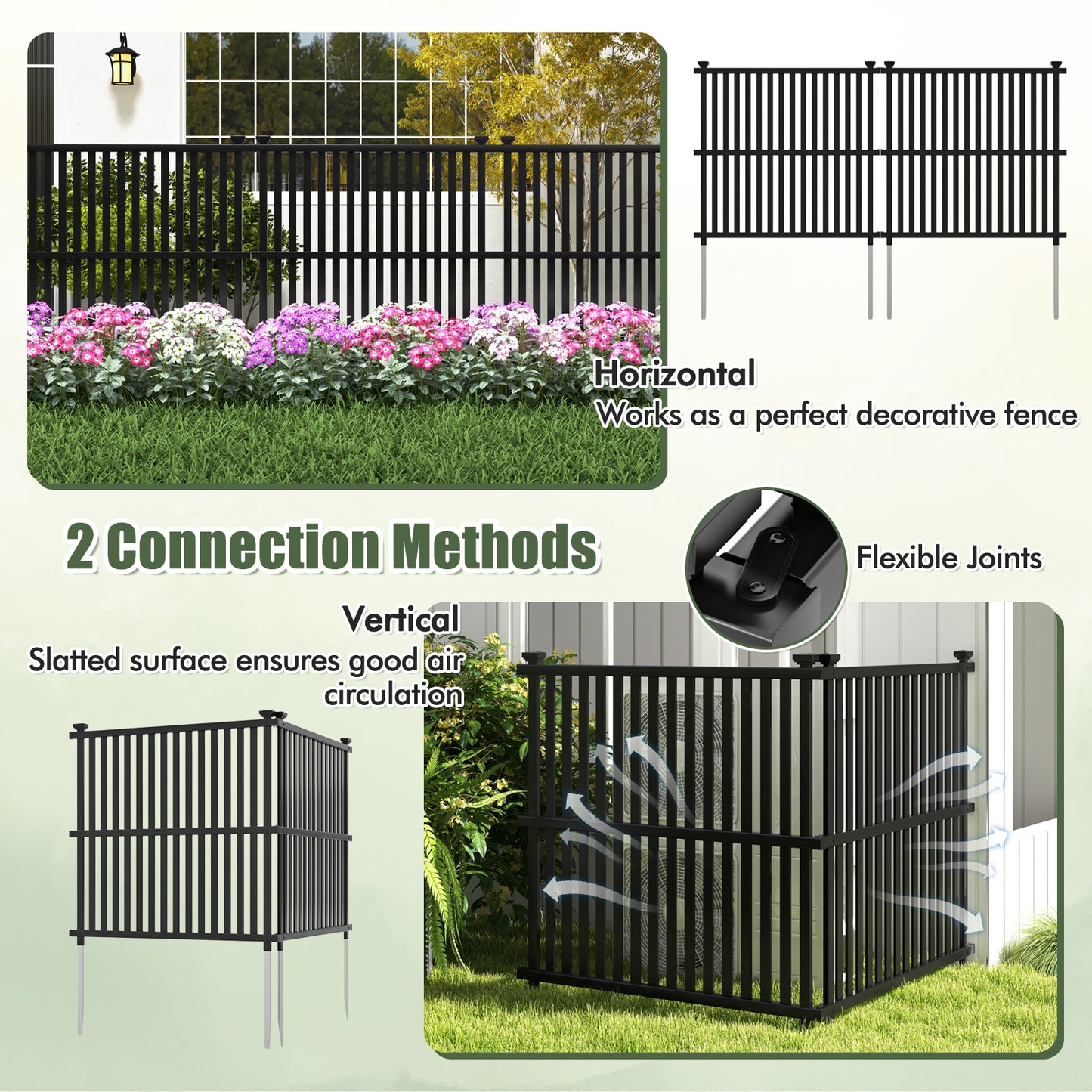 Air Conditioner Fence Panel with Metal Ground Stakes for Outside, Black Decorative Fencing & Flooring at Gallery Canada