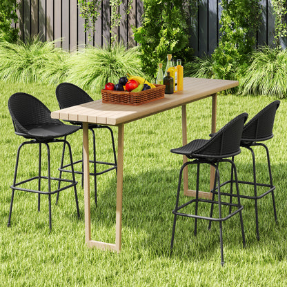 Set Of 2 Rattan Swivel Barstools, Curved Back, Black Outdoor Seating & Patio Chairs at Gallery Canada