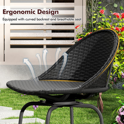 Set Of 2 Rattan Swivel Barstools, Curved Back, Black Outdoor Seating & Patio Chairs at Gallery Canada