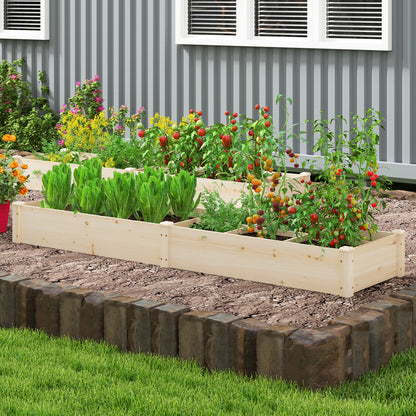 Wooden Raised Open-Ended Base Garden Bed with 2 Planter Boxes Divider, Natural Raised Garden Beds at Gallery Canada