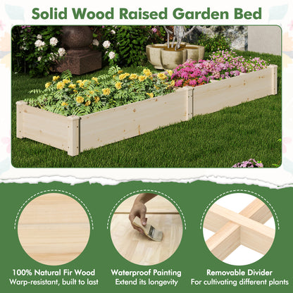 Wooden Raised Open-Ended Base Garden Bed with 2 Planter Boxes Divider, Natural Raised Garden Beds at Gallery Canada