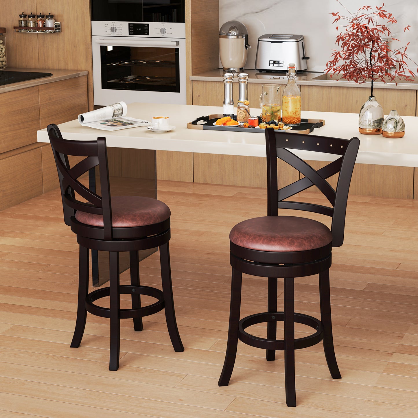 26/30 Inch Swivel Bar Stools Set of 2 Bar Chairs with Padded Seat-26 inches, Coffee Bar Stools at Gallery Canada