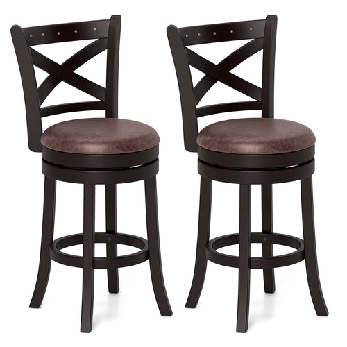26/30 Inch Swivel Bar Stools Set of 2 Bar Chairs with Padded Seat-26 inches, Coffee