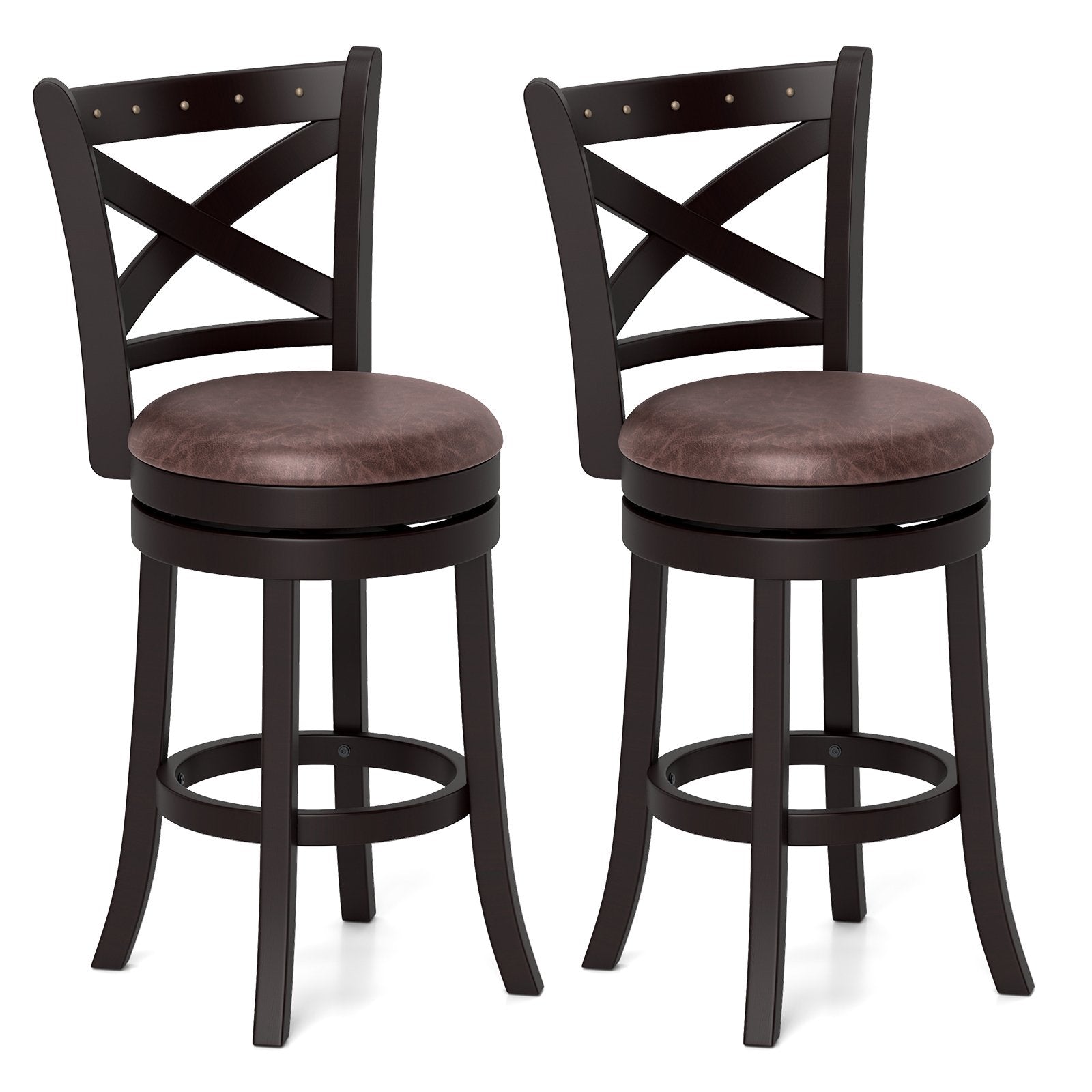 26/30 Inch Swivel Bar Stools Set of 2 Bar Chairs with Padded Seat-26 inches, Coffee Bar Stools at Gallery Canada