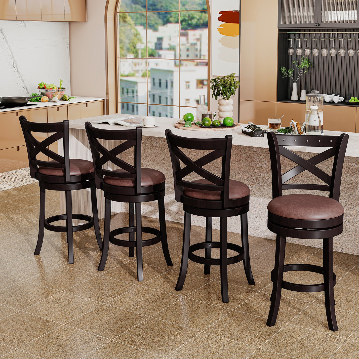 26/30 Inch Swivel Bar Stools Set of 2 Bar Chairs with Padded Seat-26 inches, Coffee Bar Stools at Gallery Canada