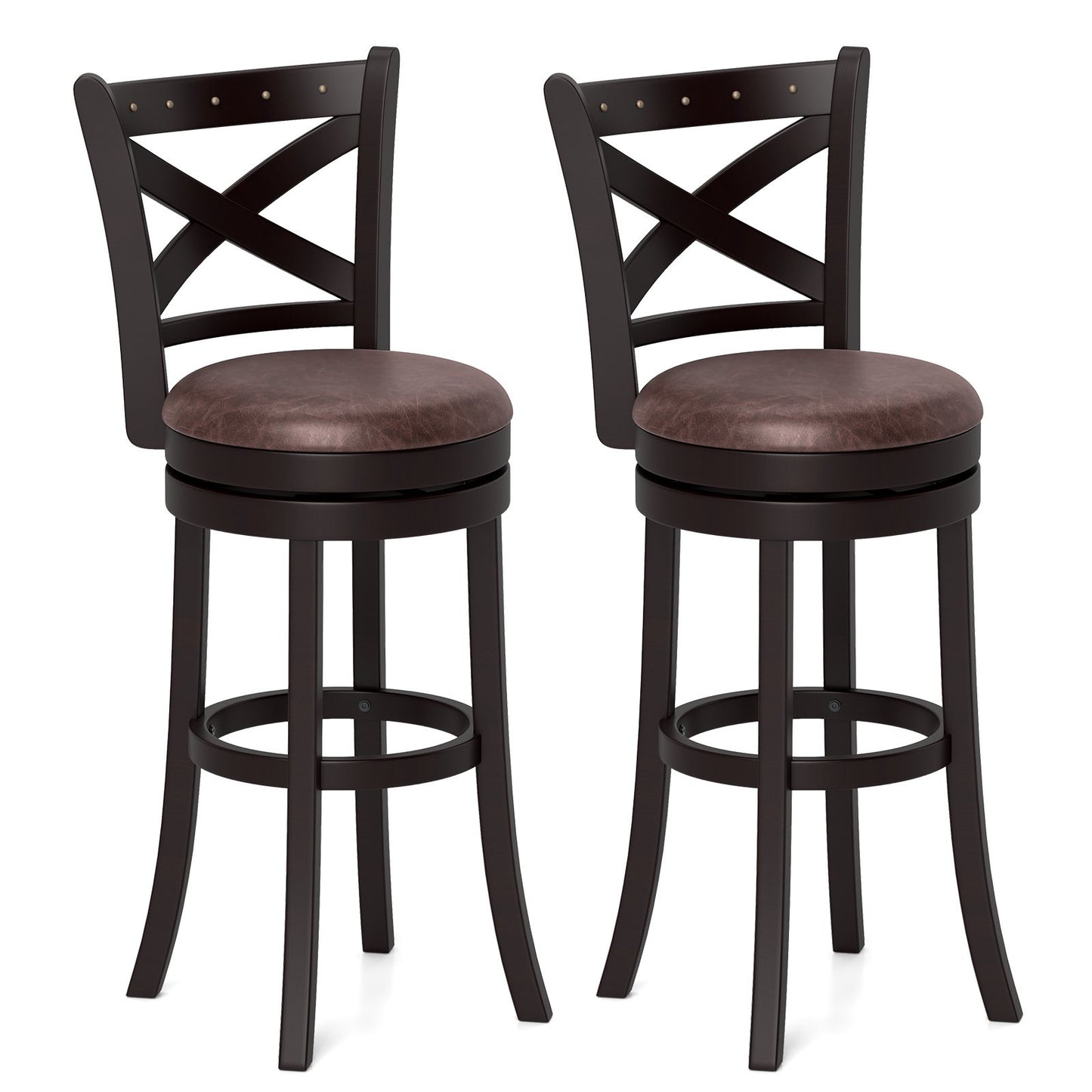 26/30 Inch Swivel Bar Stools Set of 2 Bar Chairs with Padded Seat-30 inches, Coffee Bar Stools at Gallery Canada