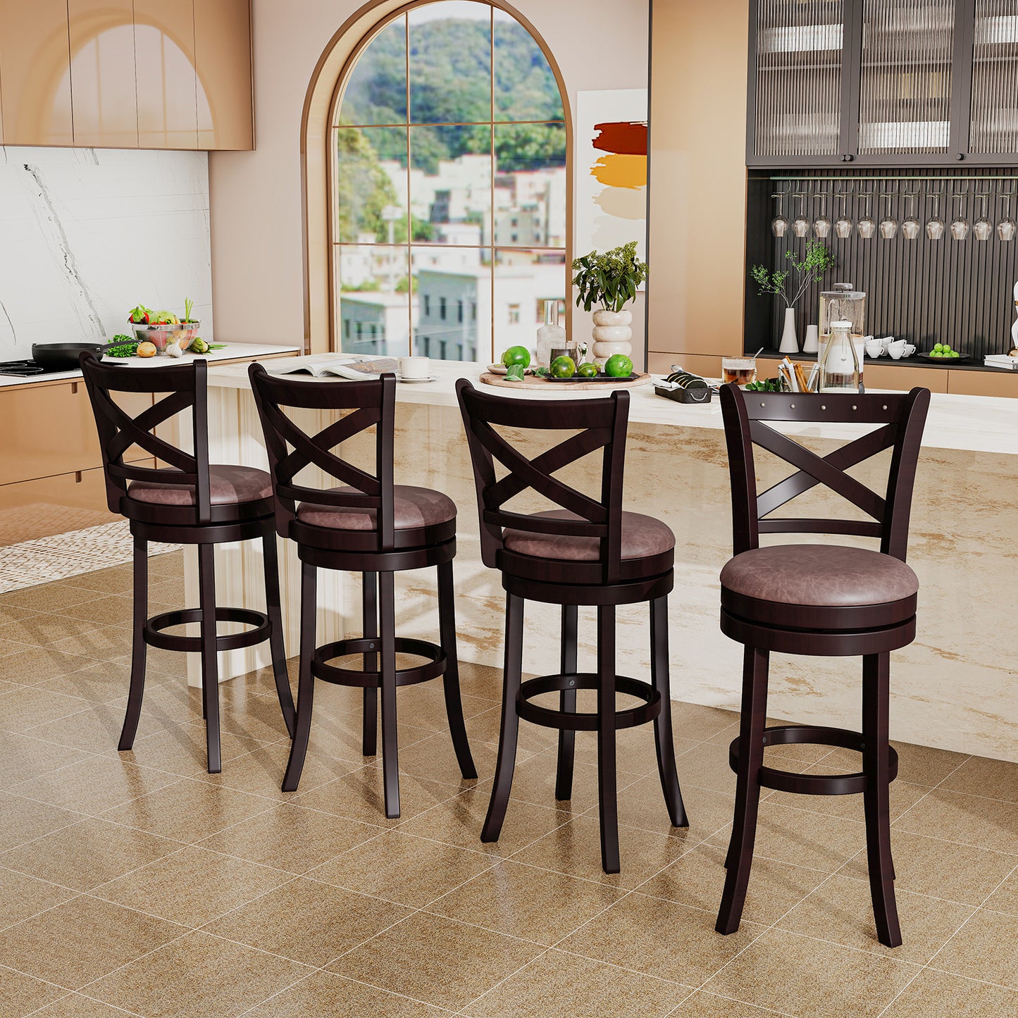 26/30 Inch Swivel Bar Stools Set of 2 Bar Chairs with Padded Seat-30 inches, Coffee Bar Stools at Gallery Canada