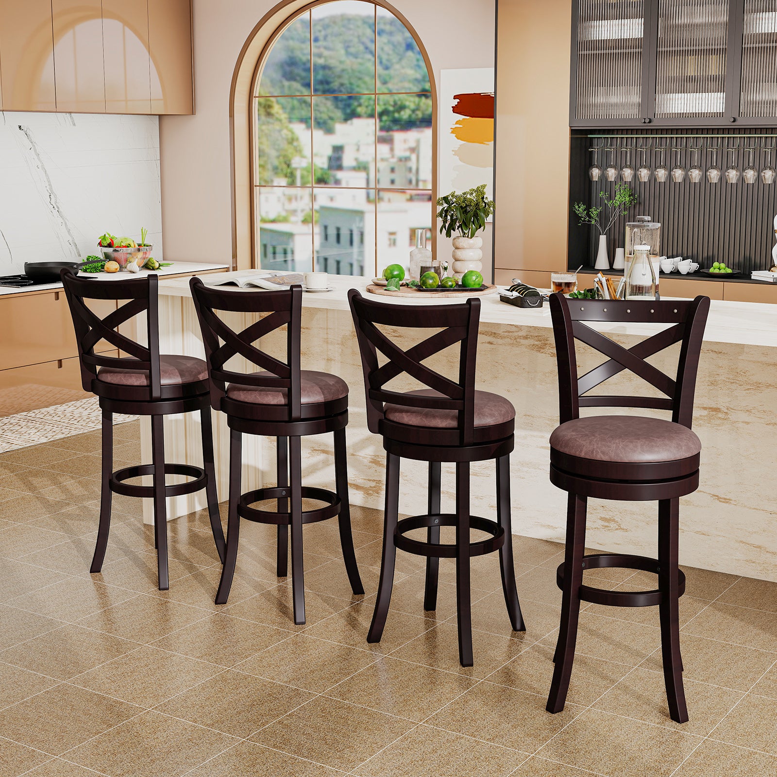 26/30 Inch Swivel Bar Stools Set of 2 Bar Chairs with Padded Seat-30 inches, Coffee Bar Stools at Gallery Canada
