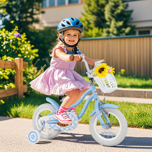 12 Inch Kids Bike with Adjustable Handlebar and Seat for 3-4 Year Old, Light Blue