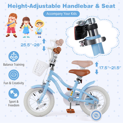 12 Inch Kids Bike with Adjustable Handlebar and Seat for 3-4 Year Old, Light Blue Kids Bike at Gallery Canada