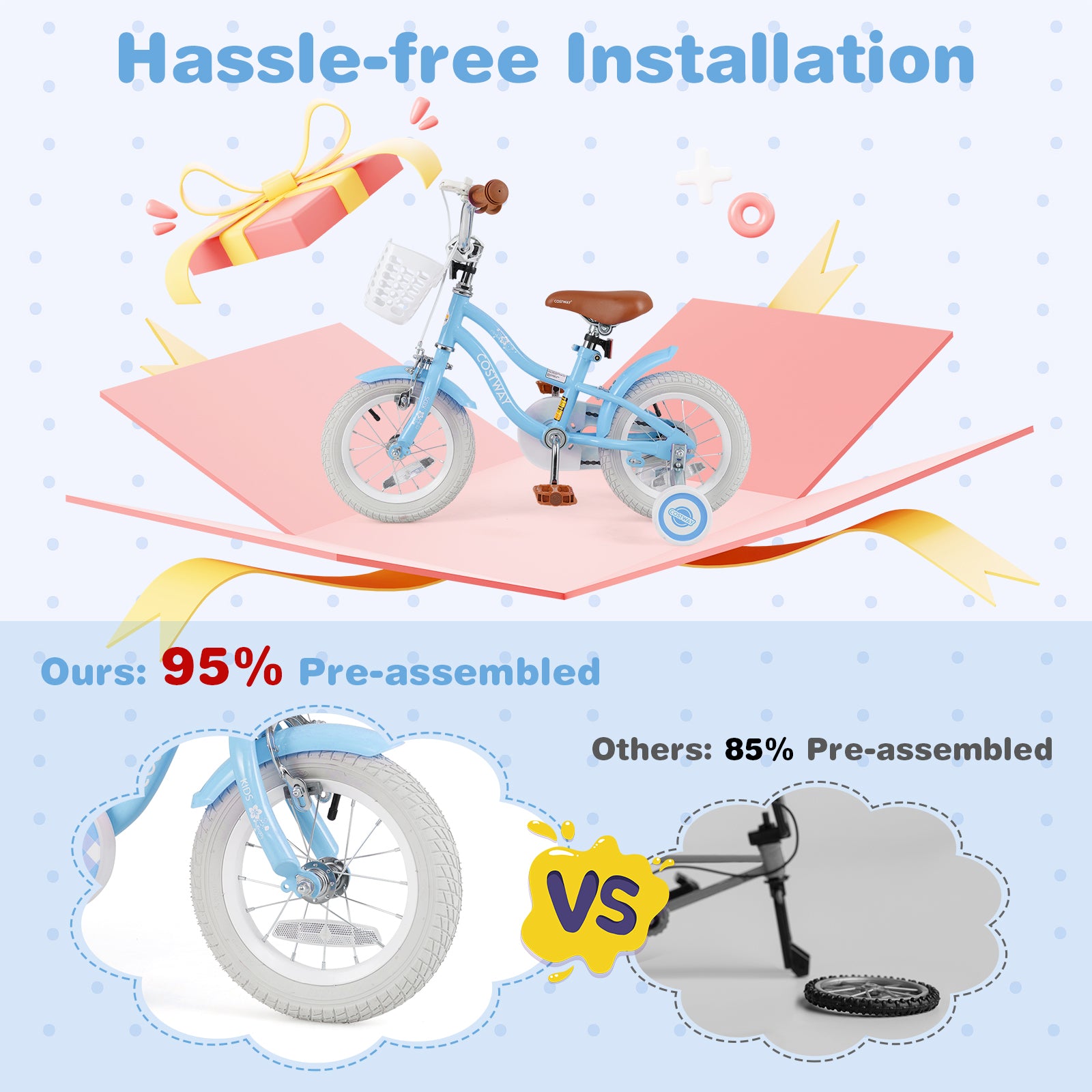 12 Inch Kids Bike with Adjustable Handlebar and Seat for 3-4 Year Old, Light Blue Kids Bike at Gallery Canada