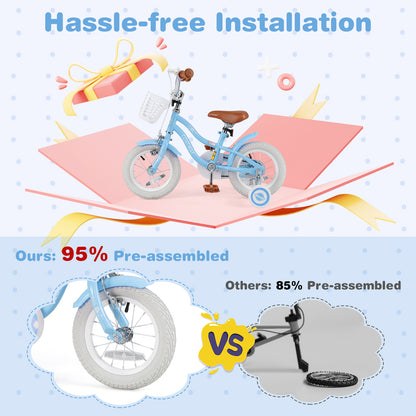 12 Inch Kids Bike with Adjustable Handlebar and Seat for 3-4 Year Old, Light Blue Kids Bike at Gallery Canada