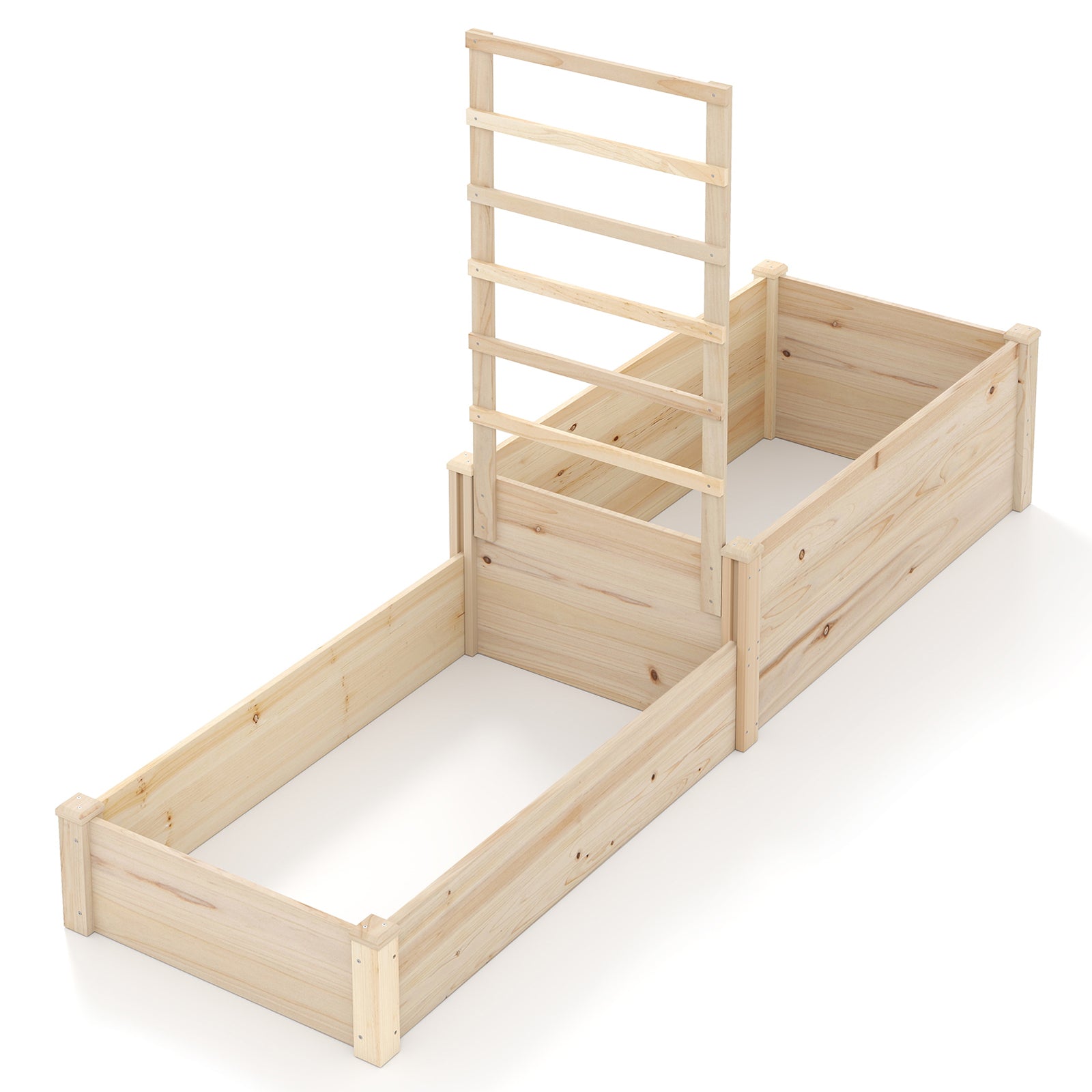 Raised Garden Bed with Trellis 87 Inch Wooden Elevated Planter with 2 Planter Boxes, Natural Raised Garden Beds at Gallery Canada
