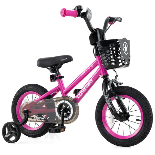 12 Inch Kids Bike, Adjustable, For Children 3-4 Years, Pink