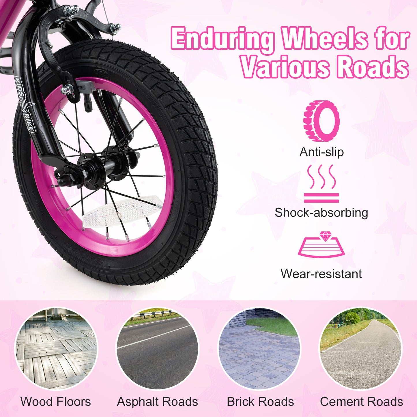 12 Inch Kids Bike Adjustable Bicycle with Front Basket for Children Aged 3-4 Years Old, Pink Kids Bike at Gallery Canada