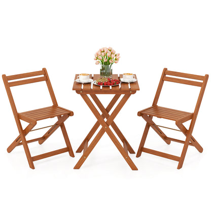 3 Piece Solid Wood Furniture Set with 2 Folding Chairs Patio Furniture Sets Teak Oil Finish at Gallery Canada