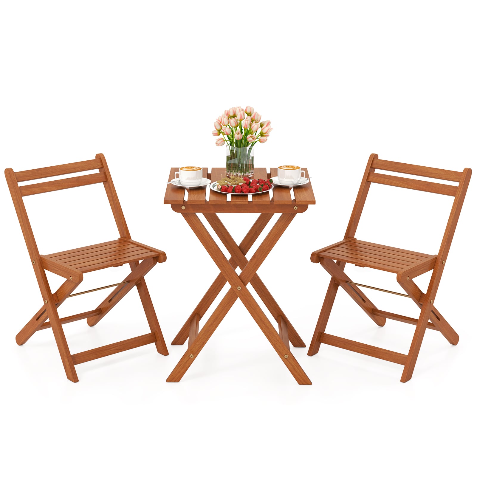 3 Piece Solid Wood Furniture Set, 2 Folding Chairs Patio Furniture Sets at Gallery Canada